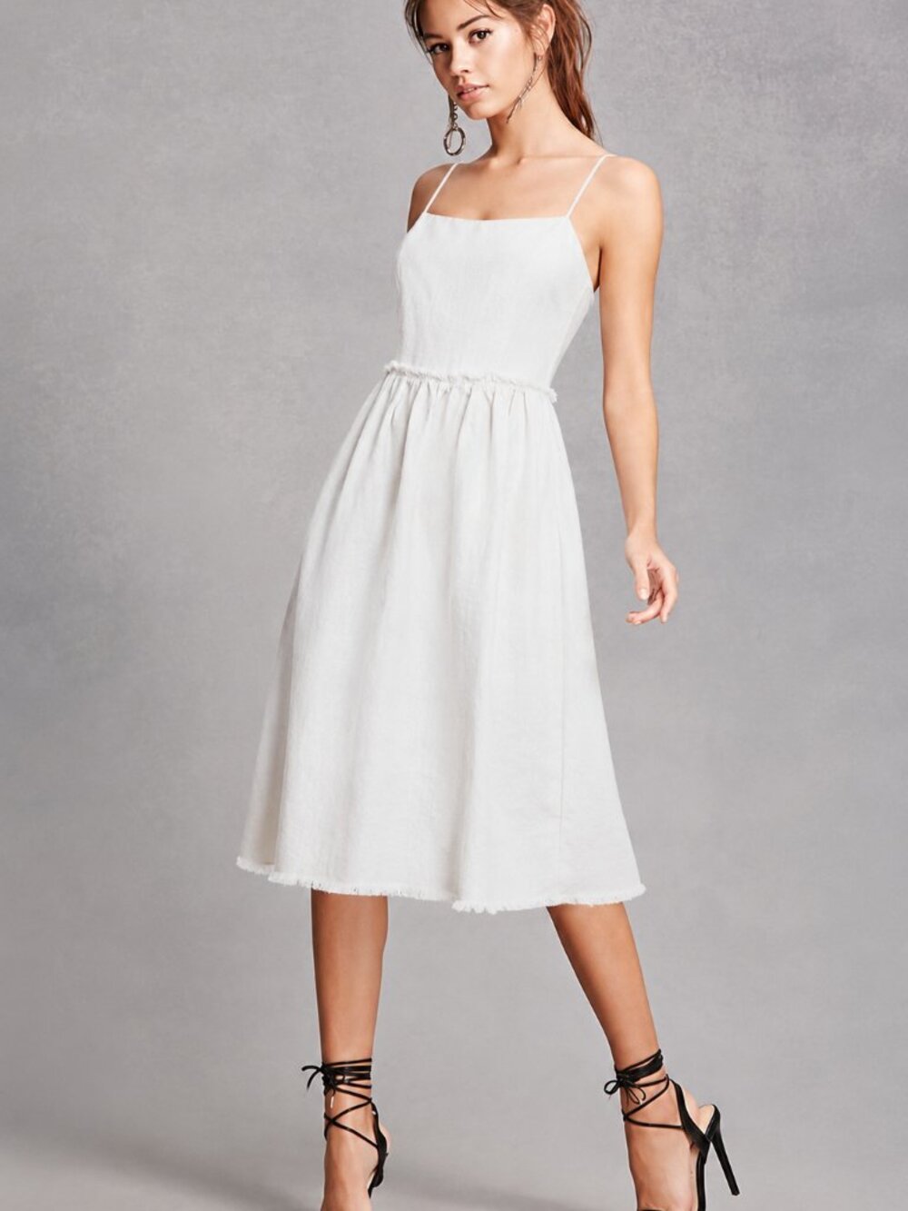 White Spaghetti-Strap Midi Dress